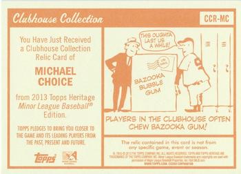 2013 Topps Heritage Minor League - Clubhouse Collection Relics #CCR-MC Michael Choice Back