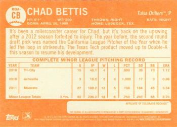 2013 Topps Heritage Minor League - Real One Autographs #ROA-CB Chad Bettis Back