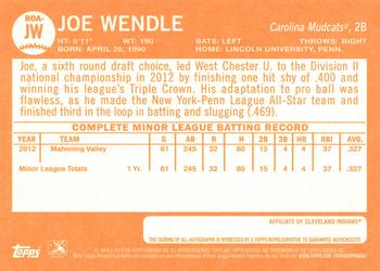 2013 Topps Heritage Minor League - Real One Autographs #ROA-JW Joe Wendle Back