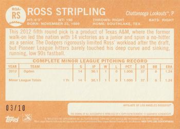 2013 Topps Heritage Minor League - Real One Autographs Red #ROA-RS Ross Stripling Back