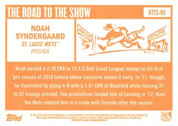 2013 Topps Heritage Minor League - Road to the Show #RTTS-NS Noah Syndergaard Back