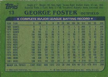 1982 Topps Drake's Big Hitters #13 George Foster Back