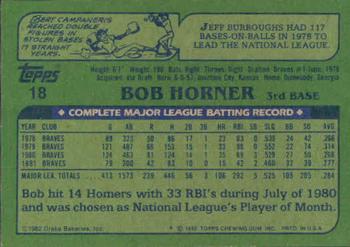 1982 Topps Drake's Big Hitters #18 Bob Horner Back