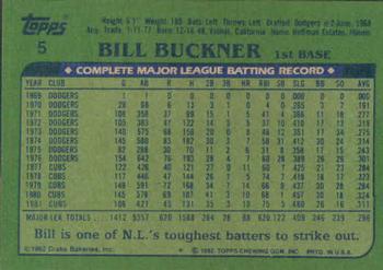 1982 Topps Drake's Big Hitters #5 Bill Buckner Back