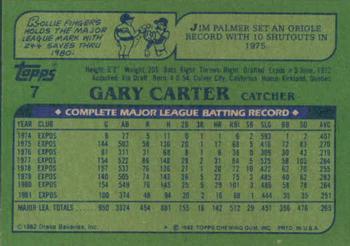 1982 Topps Drake's Big Hitters #7 Gary Carter Back