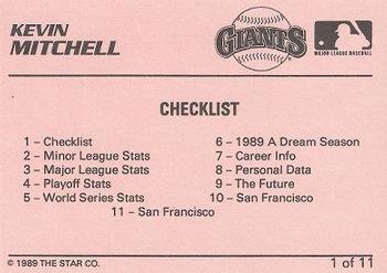 1989 Star Kevin Mitchell #1 Kevin Mitchell Back