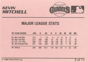 1989 Star Kevin Mitchell #3 Kevin Mitchell Back