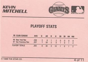 1989 Star Kevin Mitchell #4 Kevin Mitchell Back