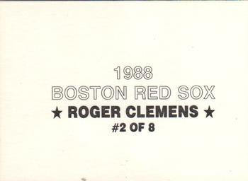 1988 Boston Red Sox (unlicensed) #2 Roger Clemens Back