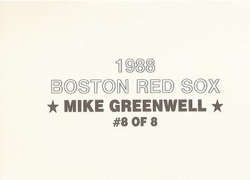1988 Boston Red Sox (unlicensed) #8 Mike Greenwell Back