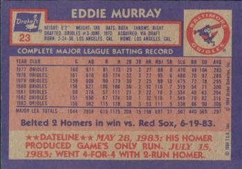 1984 Topps Drake's Big Hitters #23 Eddie Murray Back