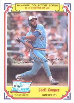 1984 Topps Drake's Big Hitters #8 Cecil Cooper Front