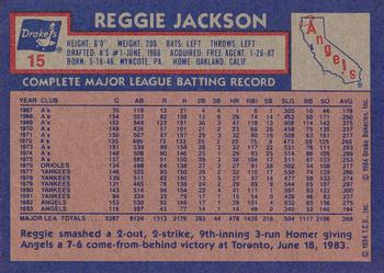 1984 Topps Drake's Big Hitters #15 Reggie Jackson Back
