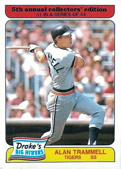 1985 Topps Drake's Big Hitters #31 Alan Trammell Front