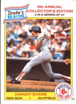 1986 Drake's Big Hitters #2 Dwight Evans Front