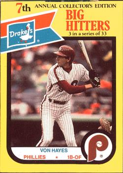 1987 Drake's Big Hitters Super Pitchers #3 Von Hayes Front