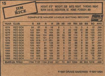 1987 Drake's Big Hitters Super Pitchers #15 Jim Rice Back