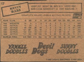 1987 Drake's Big Hitters Super Pitchers #17 Kevin Bass Back