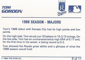 1989 Star Tom Gordon #6 Tom Gordon Back