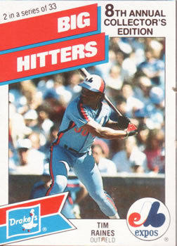 1988 Drake's Big Hitters Super Pitchers #2 Tim Raines Front
