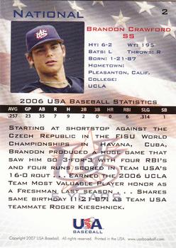 2006-07 USA Baseball Box Set  #2 Brandon Crawford Back
