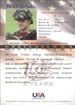 2006-07 USA Baseball Box Set  #5 Preston Clark Back
