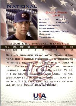 2006-07 USA Baseball Box Set  #7 David Price Back