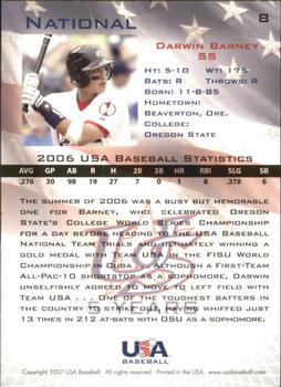 2006-07 USA Baseball Box Set  #8 Darwin Barney Back