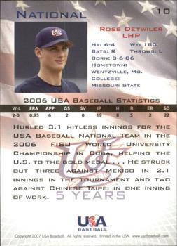 2006-07 USA Baseball Box Set  #10 Ross Detwiler Back