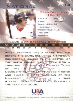 2006-07 USA Baseball Box Set  #14 Sean Doolittle Back