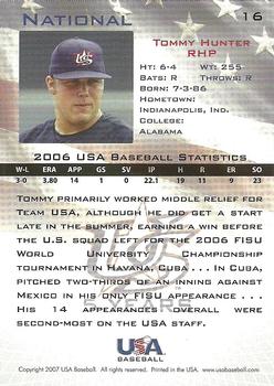2006-07 USA Baseball Box Set  #16 Tommy Hunter Back
