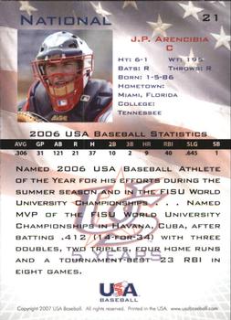 2006-07 USA Baseball Box Set  #21 J.P. Arencibia Back