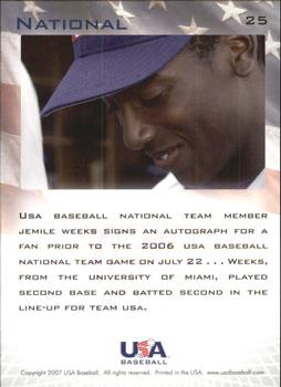 2006-07 USA Baseball Box Set  #25 Jemile Weeks Back