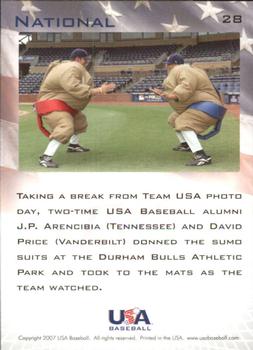 2006-07 USA Baseball Box Set  #28 J.P. Arencibia / David Price Back