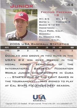 2006-07 USA Baseball Box Set  #44 Freddie Freeman Back