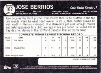 2013 Topps Heritage Minor League - Venezuelan #102 Jose Berrios Back