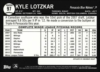 2013 Topps Heritage Minor League - Venezuelan #97 Kyle Lotzkar Back