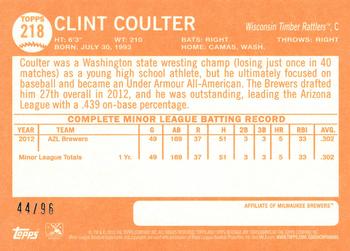 2013 Topps Heritage Minor League - Black #218 Clint Coulter Back