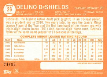 2013 Topps Heritage Minor League - Black #26 Delino DeShields Back