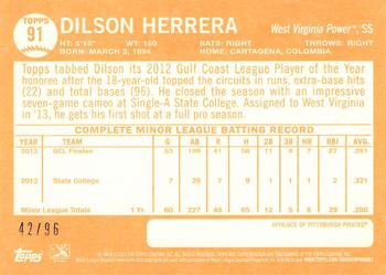 2013 Topps Heritage Minor League - Black #91 Dilson Herrera Back