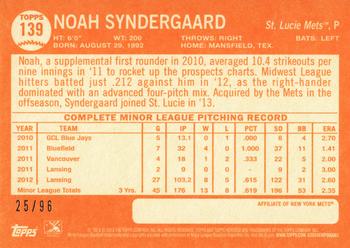 2013 Topps Heritage Minor League - Black #139 Noah Syndergaard Back