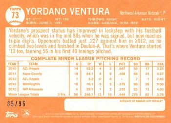 2013 Topps Heritage Minor League - Black #73 Yordano Ventura Back