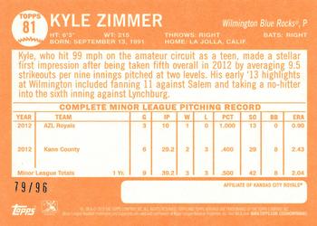 2013 Topps Heritage Minor League - Black #81 Kyle Zimmer Back