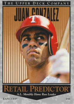 1996 Upper Deck - Predictors: Retail #R3 Juan Gonzalez Front