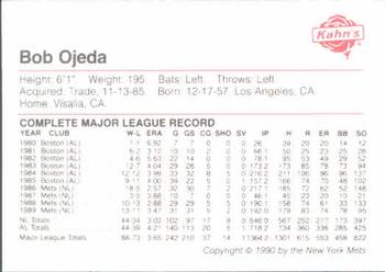 1990 Kahn's New York Mets #NNO Bob Ojeda Back