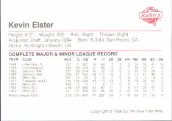 1990 Kahn's New York Mets #NNO Kevin Elster Back