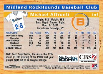 2009 Grandstand Midland RockHounds #NNO Michael Affronti Back