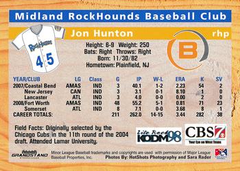 2009 Grandstand Midland RockHounds #NNO Jon Hunton Back
