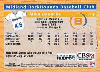 2009 Grandstand Midland RockHounds #NNO Mike Benacka Back