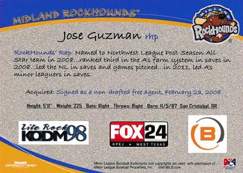 2012 Grandstand Midland RockHounds #NNO Jose Guzman Back